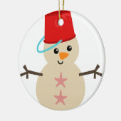 Cute Snowman Made with Pail for Pet Keramisch Ornament (Links)