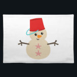 Cute Snowman Made with Pail for Pet Placemat<br><div class="desc">Cute beach loving snowman made of sand with a pail for a hat and starfish buttons.</div>