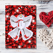 Cute Snowman Making a Snow Angel Birthday Kaart