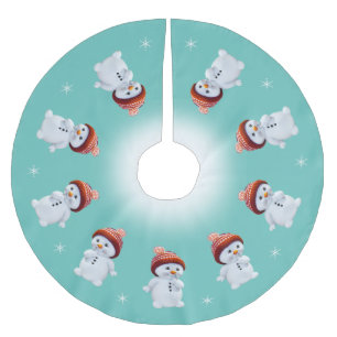 Cute snowman mandala & sneeuwvlokken op blauwgroen kerstboom rok