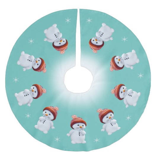 Cute snowman mandala & sneeuwvlokken op blauwgroen kerstboom rok (Voorkant)