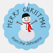 Cute Snowman Merry Christmas Ornament Kaart (Voorkant)