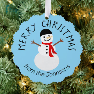 Cute Snowman Merry Christmas Ornament Kaart
