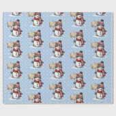Cute Snowman Merry Christmas Snowflakes Roll of Cadeaupapier (Vlak)