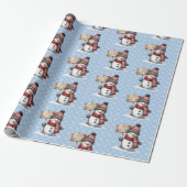 Cute Snowman Merry Christmas Snowflakes Roll of Cadeaupapier (Uitgerold)