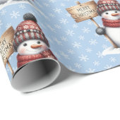 Cute Snowman Merry Christmas Snowflakes Roll of Cadeaupapier (Rol Hoek)