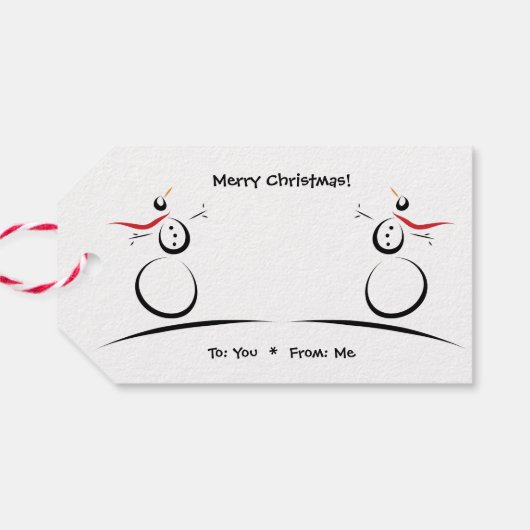 CUTE SNOWMAN 'Merry Kerstmis' Cadeaulabel (Achterkant Horizontaal)