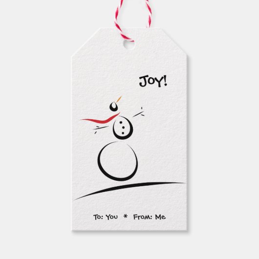 CUTE SNOWMAN 'Merry Kerstmis' Cadeaulabel (Voorkant)
