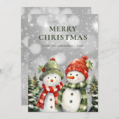 Cute Snowman Merry Kerstmis Feestdagenkaart (Voorkant / Achterkant)