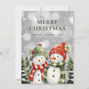 Cute Snowman Merry Kerstmis Feestdagenkaart