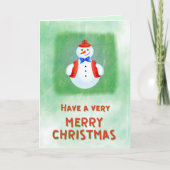 Cute Snowman Merry Kerstmis Kaart (Voorkant)