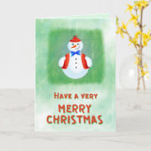 Cute Snowman Merry Kerstmis Kaart (Gele Bloem)