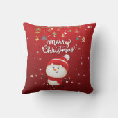 Cute Snowman Merry Kerstmis Kussen (Achterkant)
