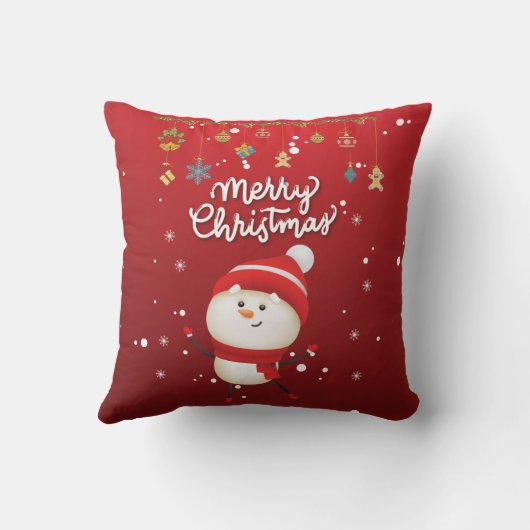 Cute Snowman Merry Kerstmis Kussen (Achterkant)