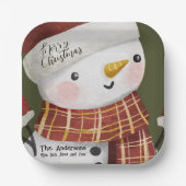 Cute Snowman Merry Kerstmis Papieren Bordje (Voorkant)