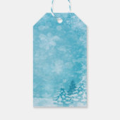 Cute Snowman, Merry Kerstmis, Pine Tree Cadeaulabel (Achterkant)