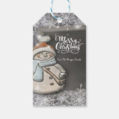 Cute Snowman, Merry Kerstmis, Snowflakes Cadeaulabel (Voorkant)
