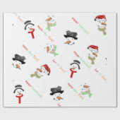 Cute Snowman Merry-kerstpatroon Cadeaupapier (Vlak)