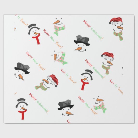 Cute Snowman Merry-kerstpatroon Cadeaupapier (Vlak)