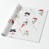 Cute Snowman Merry-kerstpatroon Cadeaupapier (Uitgerold)