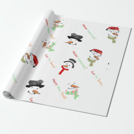 Cute Snowman Merry-kerstpatroon Cadeaupapier