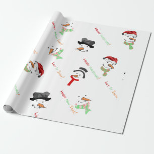 Cute Snowman Merry-kerstpatroon Cadeaupapier