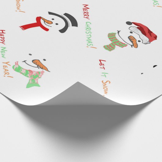 Cute Snowman Merry-kerstpatroon Cadeaupapier (Hoek)