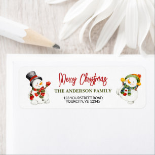 Cute snowman Merry-rood met kerst Etiket