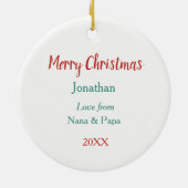 Cute Snowman met Bird WreatKerstmis Keramisch Ornament (Achterkant)