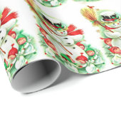 Cute Snowman met Broom Dancing Angels  Cadeaupapier (Rol Hoek)