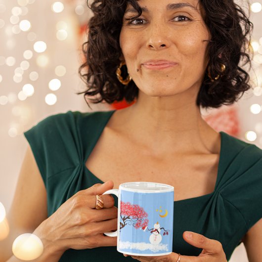 Cute Snowman met Candycane Tree en Moon Mok