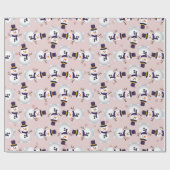 Cute Snowman met een cilinder op de achtergrond va Cadeaupapier (Vlak)