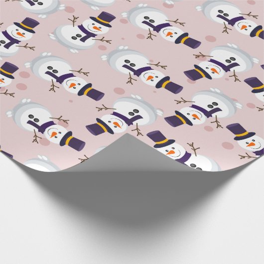 Cute Snowman met een cilinder op de achtergrond va Cadeaupapier (Hoek)