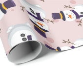 Cute Snowman met een cilinder op de achtergrond va Cadeaupapier (Rol Hoek)