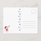 Cute Snowman met een Snowflake roze kerst Feestdagenkaart (Achterkant)