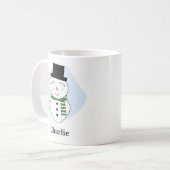 Cute Snowman met Green Scarf-kerstMok Koffiemok (Voorkant links)