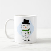 Cute Snowman met Green Scarf-kerstMok Koffiemok (Links)