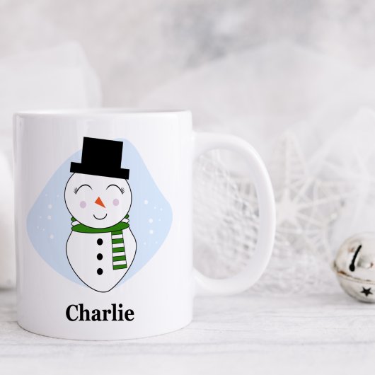 Cute Snowman met Green Scarf-kerstMok Koffiemok