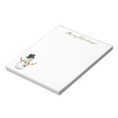 Cute Snowman met groene prettige kersttekst Notitieblok (Linkerzijde)