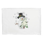 Cute Snowman met kerstboompiloot Hoesje Kussensloop (Voorkant)