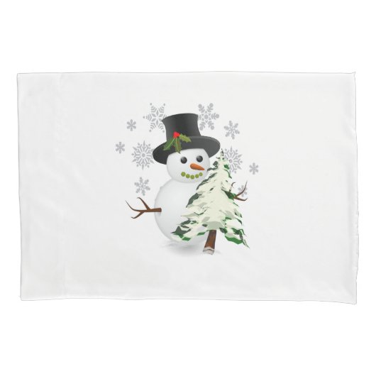 Cute Snowman met kerstboompiloot Hoesje Kussensloop (Voorkant)