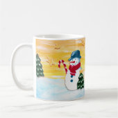 Cute Snowman met kerstboomsterren Kinder Koffiemok (Links)