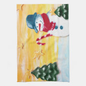 Cute Snowman met kerstboomsterren Kinder Theedoek (Verticaal)