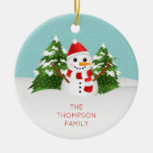 Cute Snowman met  naam Kerstmis Keramisch Ornament (Voorkant)