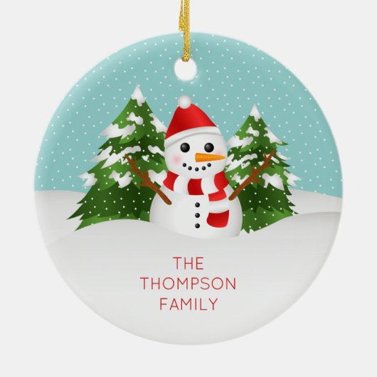 Cute Snowman met  naam Kerstmis Keramisch Ornament (Achterkant)
