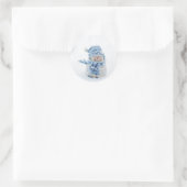 Cute Snowman met pet Classic Round Sticker (Tas)