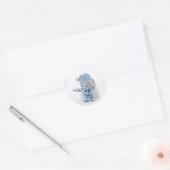 Cute Snowman met pet Classic Round Sticker (Envelop)