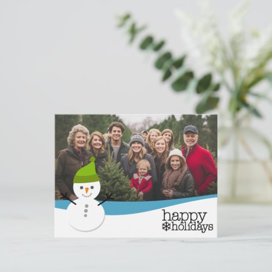 Cute Snowman met Prettige feestdagen en One Photo (Staand voorkant)