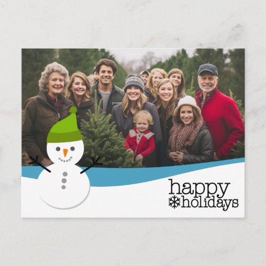 Cute Snowman met Prettige feestdagen en One Photo (Voorkant)
