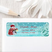 Cute Snowman met Santa Hat, bos Etiket (Insitu)